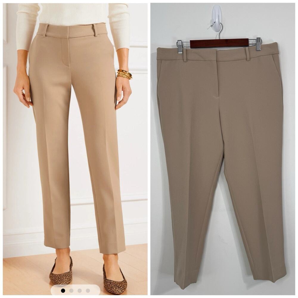 NWT Talbots Hampshire Ankle Straight Pants Petite Size 16P Tan High Waisted